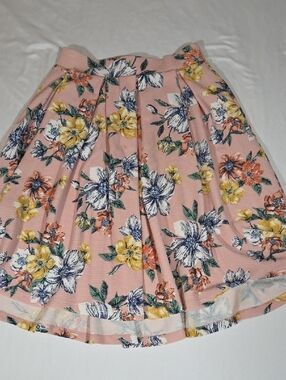 Haute Monde Pink Floral Pleated Skirt Size Large Womens